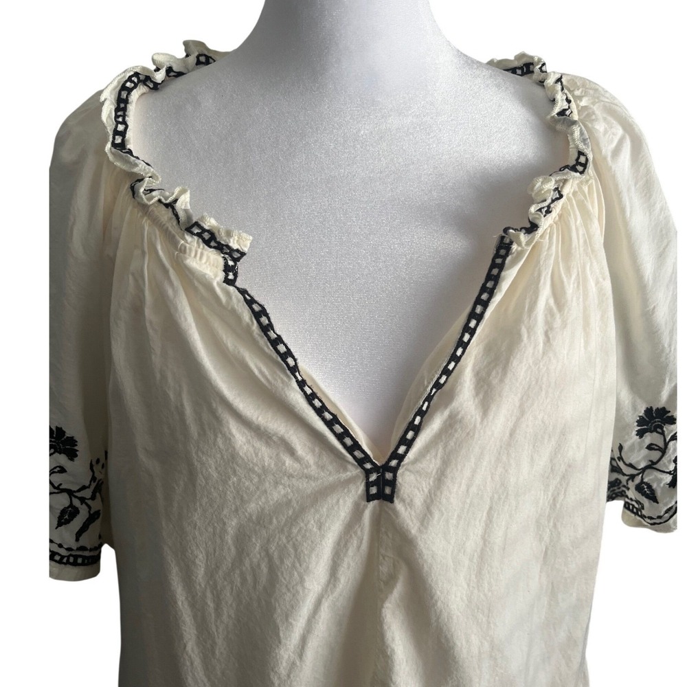 NWOT Old Navy XXL White Cotton Gauze Embroidered Boho Tiered Mini Dress Pockets - Picture 2 of 7